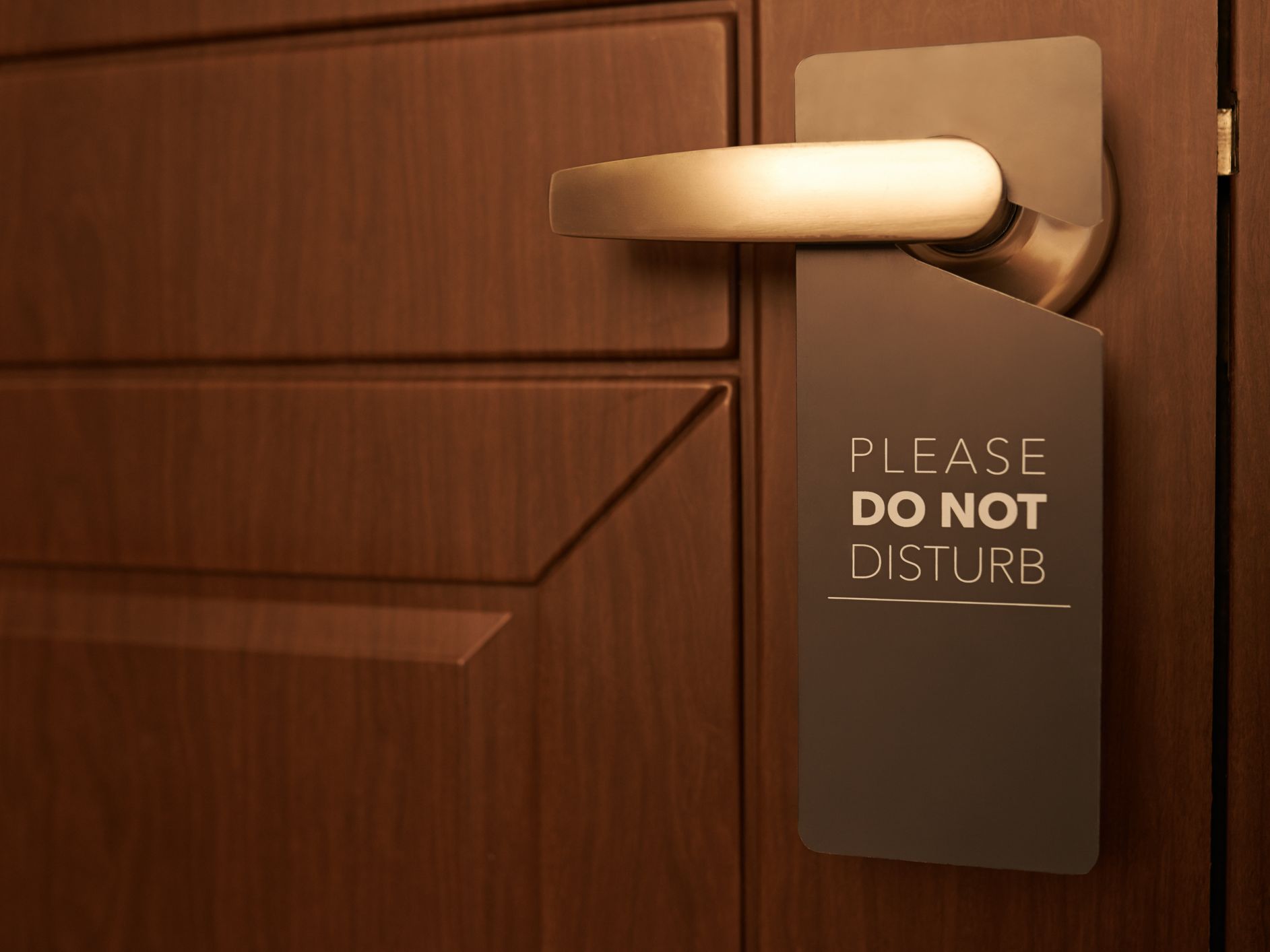 Hotel door with do not disturb sign